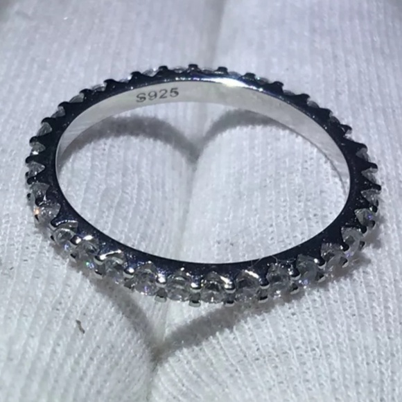 NEW 925 STERLING SILVER DIAMOND FULL ETERNITY RING - Picture 3 of 7